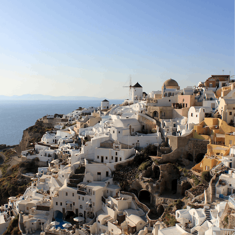Explore the beautiful island of Santorini – Oia is just a ten-minute drive