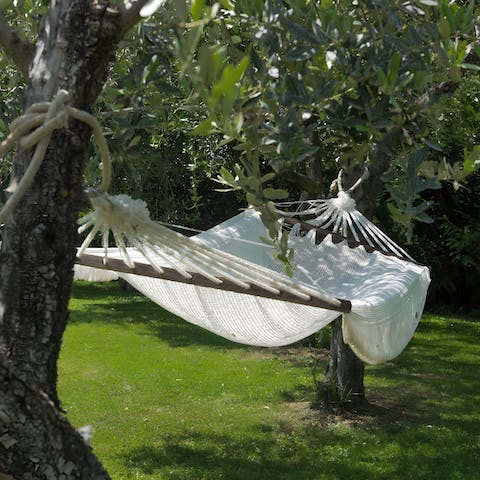 Enjoy a siesta in the shade, swinging gently in the hammock