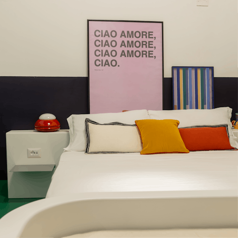 Come home and sprawl out in the comfortable bed