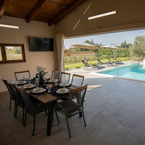 Dine alfresco on the covered terrace