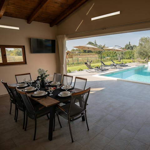 Dine alfresco on the covered terrace