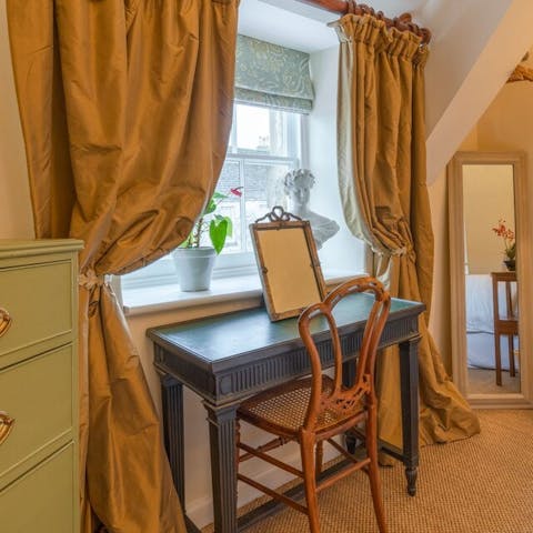 Work from home at the designated desk area