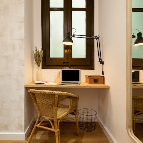 Catch up on work at the dedicated desk space