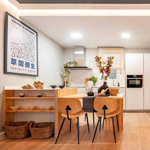 Enjoy some huevos Rotos for lunch at your dining table