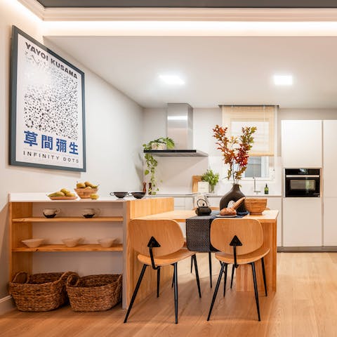 Enjoy some huevos Rotos for lunch at your dining table