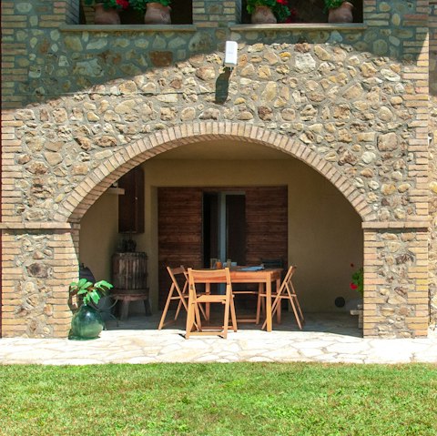 Dine alfresco on the shaded terrace
