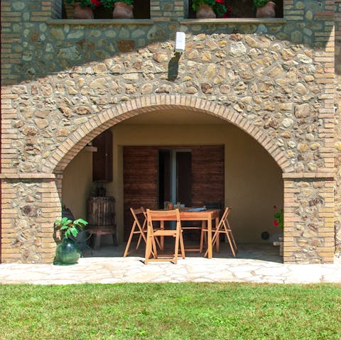 Dine alfresco on the shaded terrace