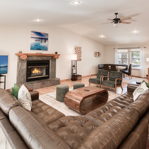 Gather around the fire for evening drinks and games