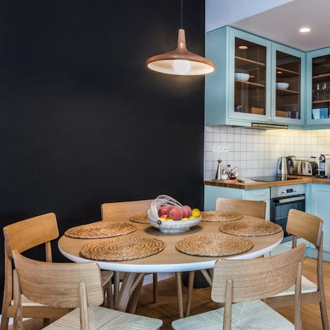 Serve up some local Greek delicacies at the dining area