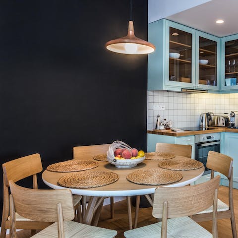 Serve up some local Greek delicacies at the dining area