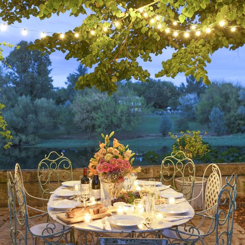 Dine on local foie gras and truffles under fairy lights while you wait for the food to finish on the rotisserie and grill