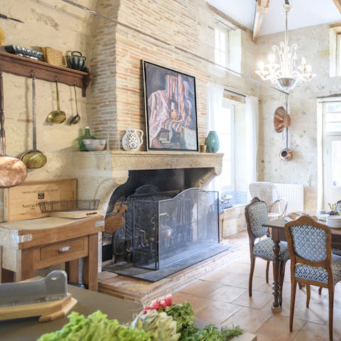 Cosy up around the grand hearth