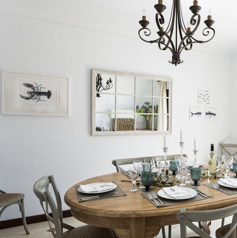 Enjoy dinners around the table (lobster, anyone?)