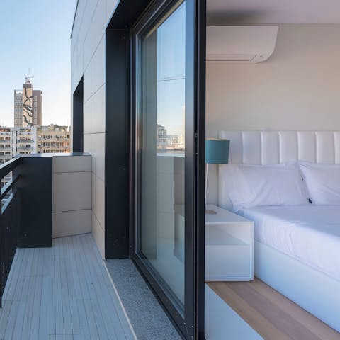 Wake up and step onto the small balcony for a hit of morning sunshine