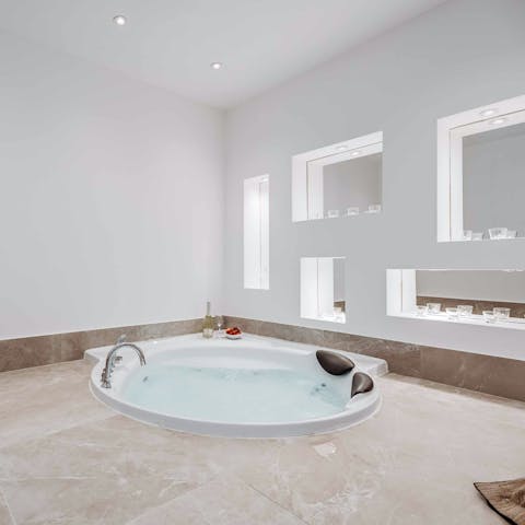 Soak and relax in the indoor whirlpool bath