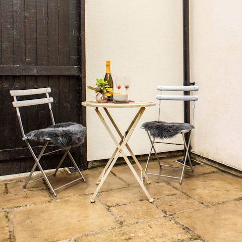 Savour a morning coffee or an evening bubbly in the private terrace