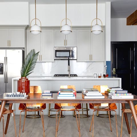 Enjoy breakfast at the stylish dining table