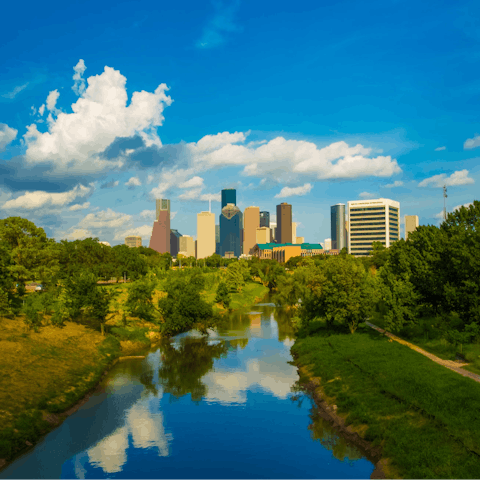 Take a stroll through Hermann Park, a fifteen-minute walk away