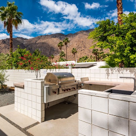 Fire up the grill and dine against the beautiful mountain backdrop