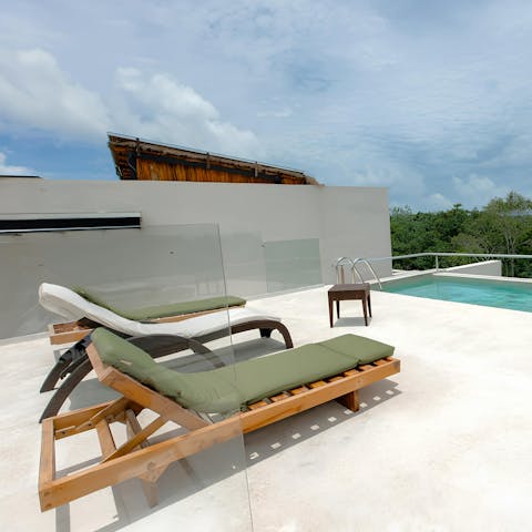 Lounge in the sun on the shared rooftop terrace