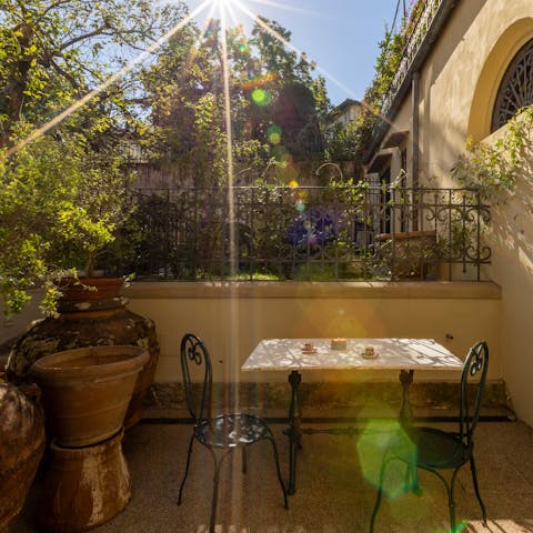 Relax on the private terrace with its Italian terracotta pots