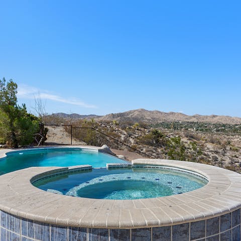 Sink into the jacuzzi for a long, relaxing soak after a hike