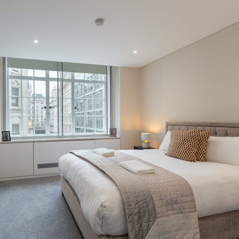 Wake up in the elegant bedrooms