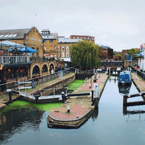 Head fifteen minutes east to the canalside Camden Lock Market
