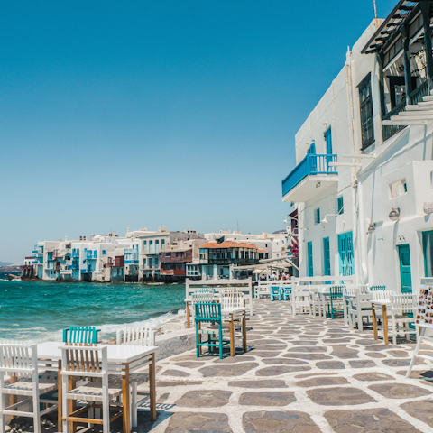 Explore Mykonos Town, just a ten-minute drive away