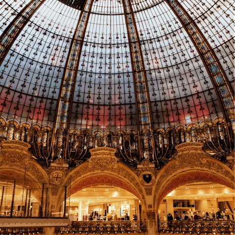 Shop for exclusive souvenirs at glamorous Galeries Lafayette – it's a five-minute walk away