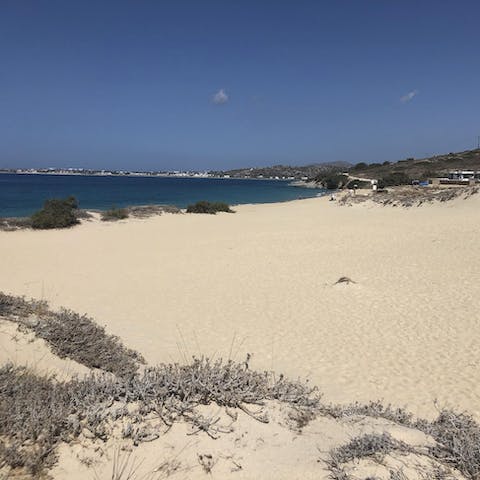 Stroll to Orkos Beach with your surfboard, a stone's throw from here