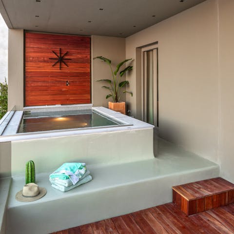 Watch sunsets from the plunge pool on the balcony