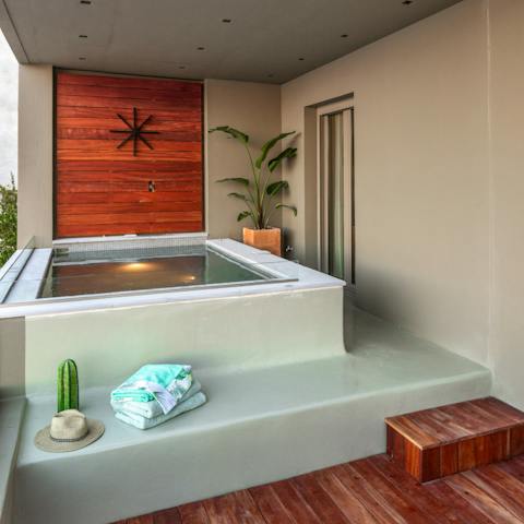 Watch sunsets from the plunge pool on the balcony