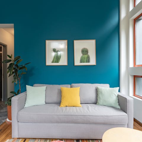 Kick back and relax after a long day on the sofa