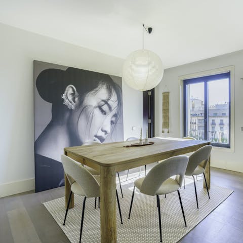 Gather around the dining table for Cava and croquetas