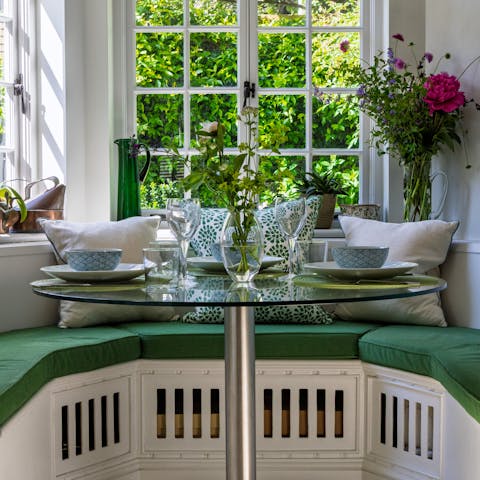 Tuck into a delicious breakfast in the window dining nook