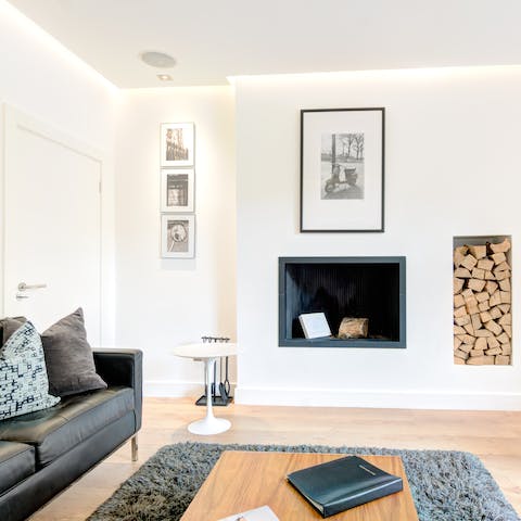 Cosy up by the fire in the living room at chillier times of year