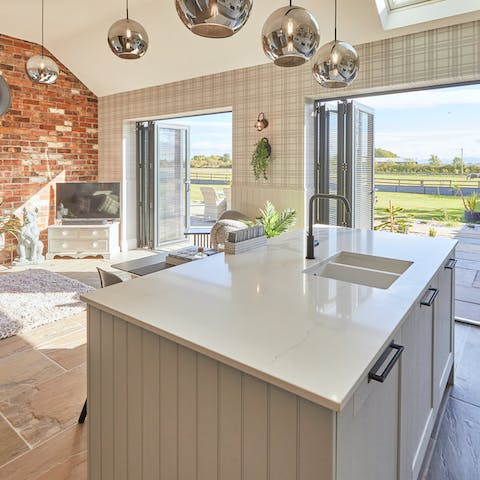 Rustle up brunch and mimosas in the high-style kitchen