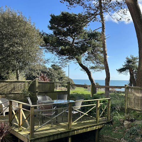 Take in the beautiful sea views from the decking