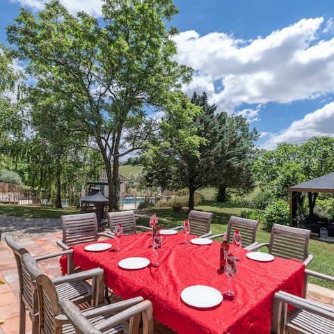 Serve up some fresh French fare at the alfresco dining area
