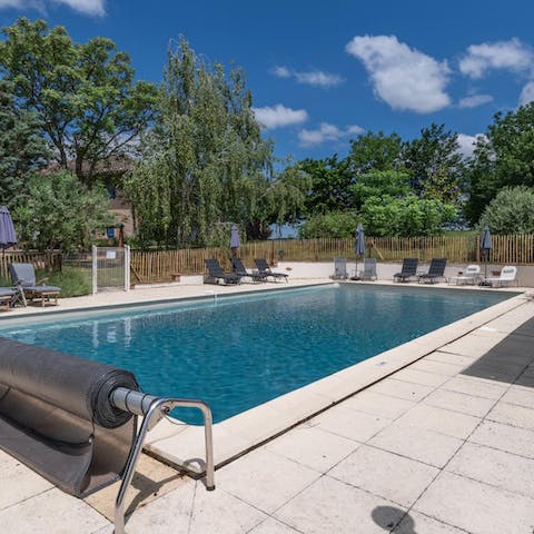 Swim gentle laps in the private swimming pool after a stroll around the village