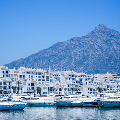 Charter a yacht in Puerto Banús, a ten-minute drive away