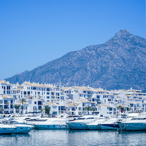 Charter a yacht in Puerto Banús, a ten-minute drive away