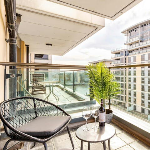 Catch a glimpse of the river from the small balcony