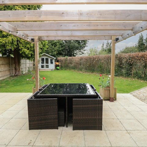 Enjoy a glass of English sparkling wine in the garden