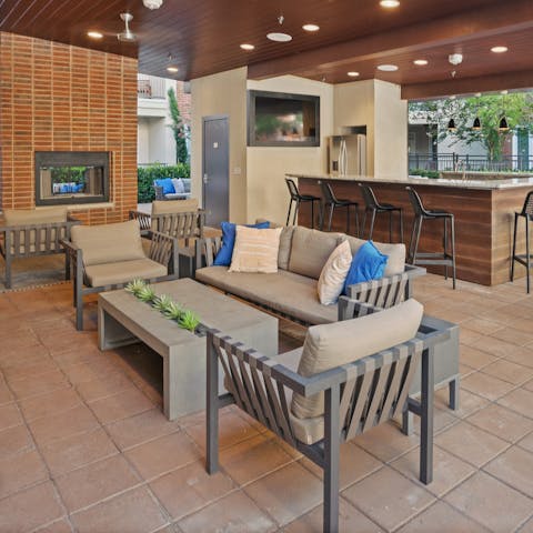 Relax outside in the shared lounge area