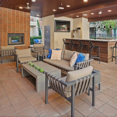 Relax outside in the shared lounge area