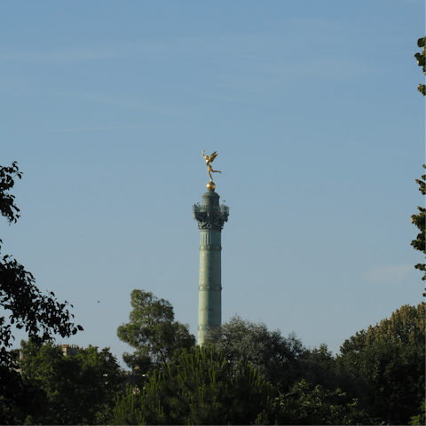Check out the Place de la Bastille, where the famous prison once stood – it's only a five-minute walk away