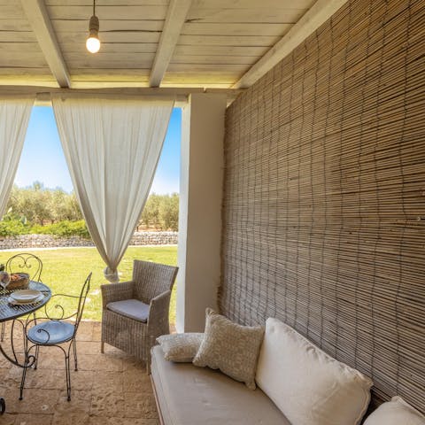 Enjoy dinner, drinks, and downtime on the terrace