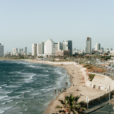 Spend a day on the sands of Charles Clore Beach, a short bus ride away